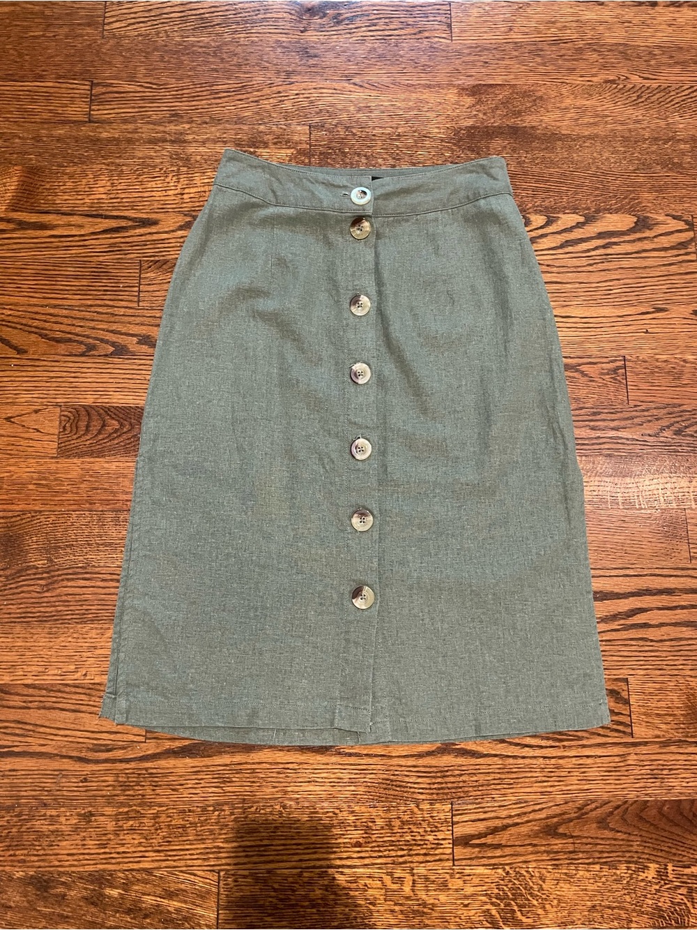 Vero Moda Olive Green Button-Front Midi Skirt - Picture 8 of 15